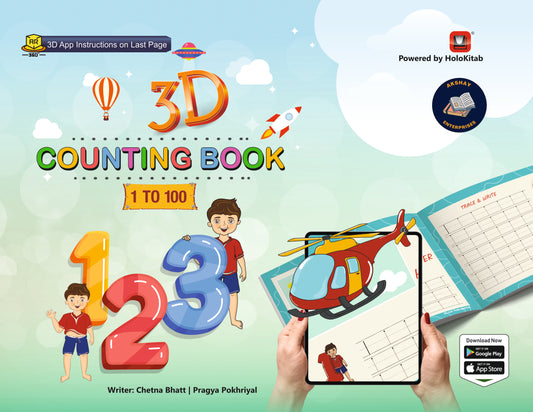 HoloKitab 3D Numbers Augmented Reality Book: Interactive Counting 123 Experience (1-100) for Kids with Free App | Educational Writing & Math Practice